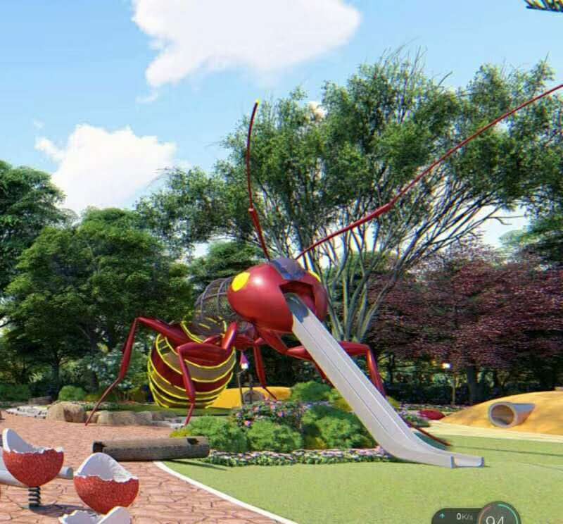 Outdoor Playground Ant-themed Steel Slide